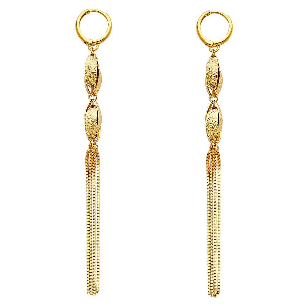 14K Gold Dangling Earrings – Elegant Long Drop Chain Earrings for Women