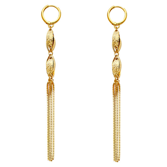 14K Gold Dangling Earrings – Elegant Long Drop Chain Earrings for Women