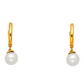14K  Gold Pearl Huggie Earrings – Dainty Hoop Drop Earrings