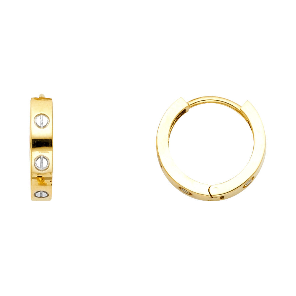 14K Yellow Gold Ball, 3 Color & Fancy Earring - ER680