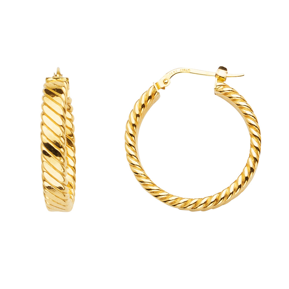 14K Yellow Gold Basic & Fancy Hoop Earring - ER1697