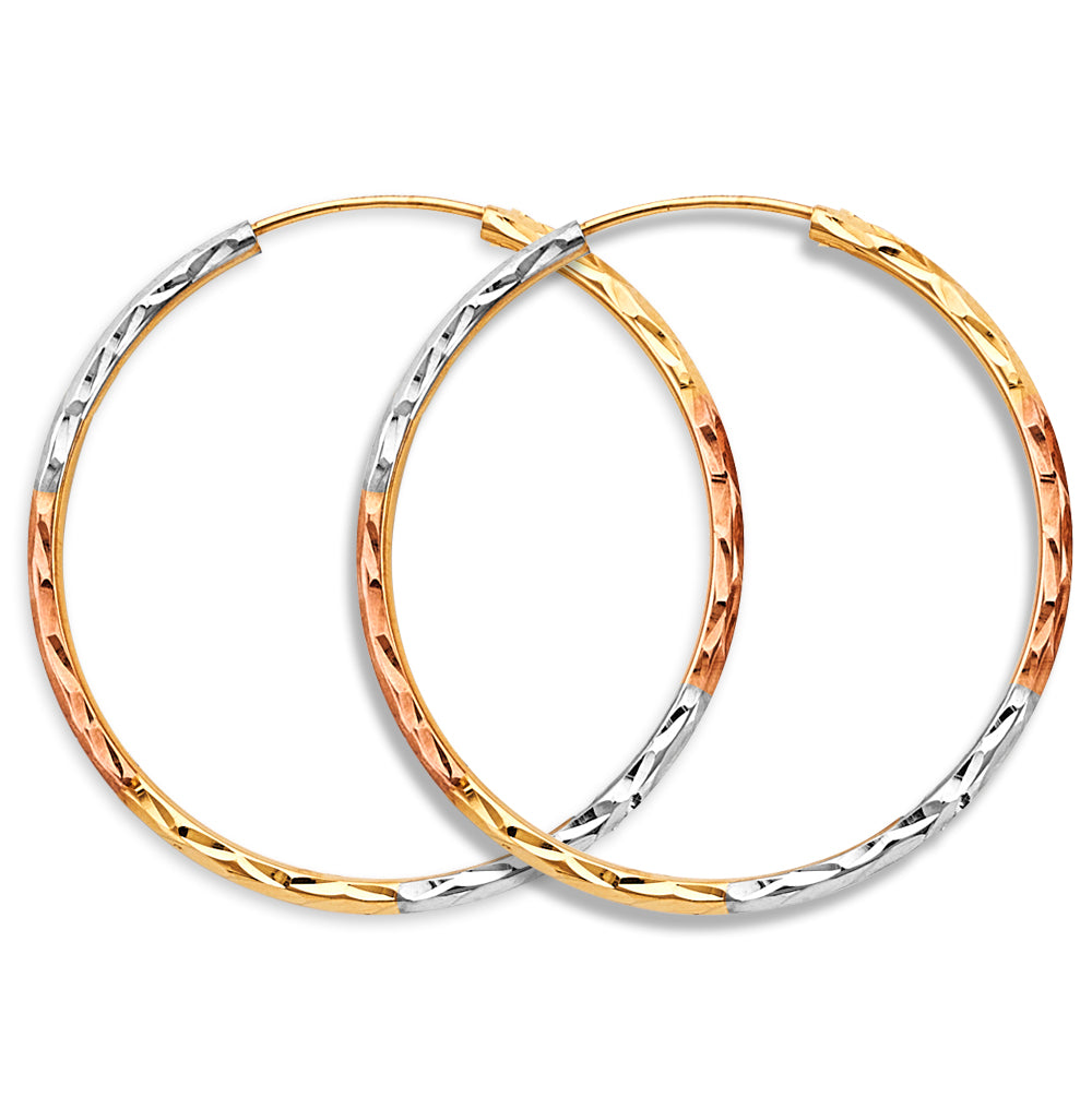 14K Yellow Gold Basic & Fancy Hoop Earring - ER1780