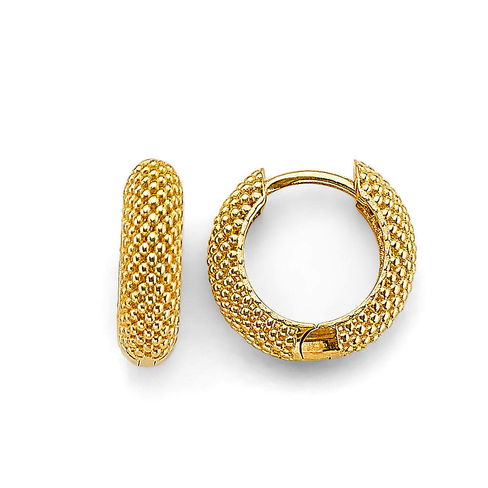 14K Yellow Gold Ball, 3 Color & Fancy Earring - ER1834
