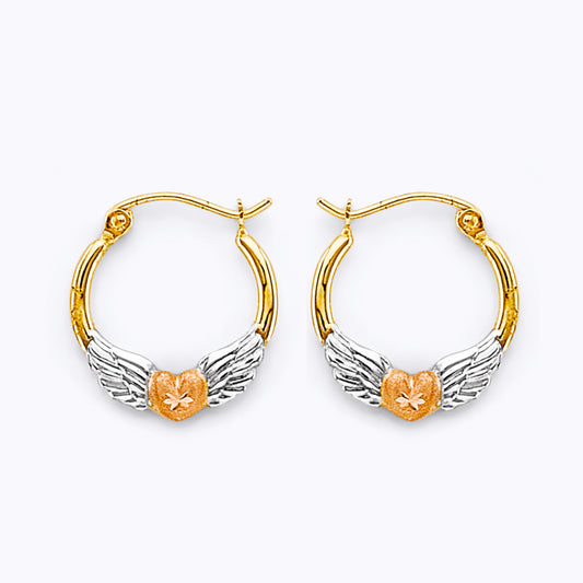 Tri-Color Gold Hoop Earrings