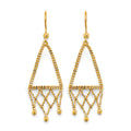 14K Gold Beaded Dangle Earrings – Real Gold Geometric Drop Earrings