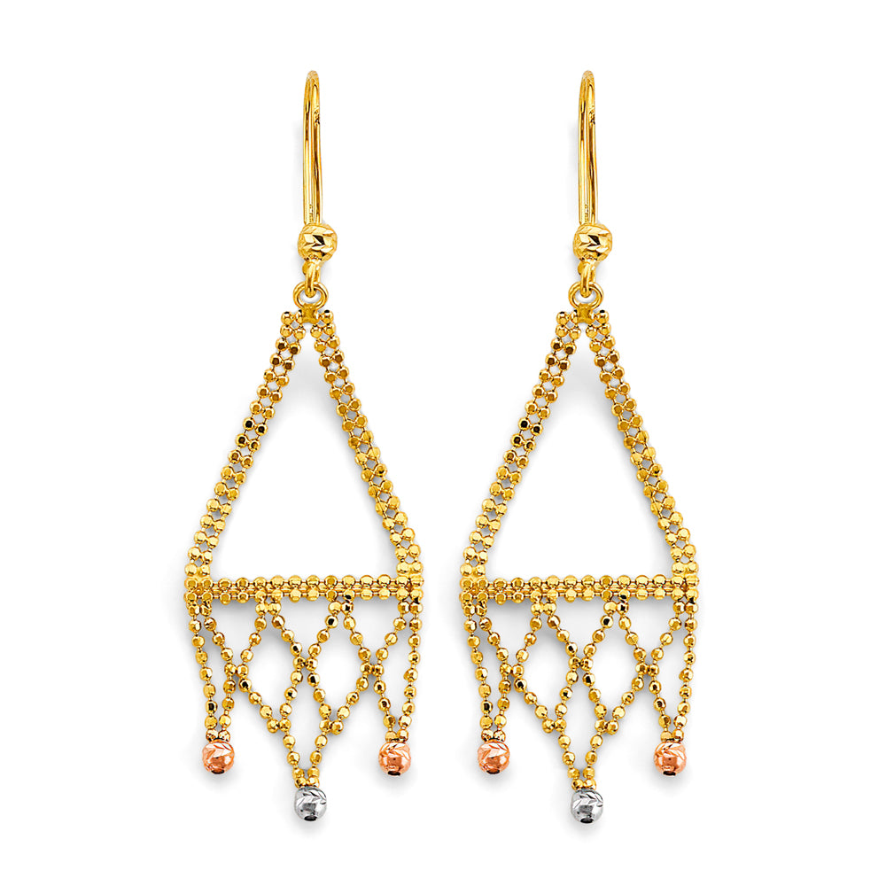14K Yellow Gold Mesh Bead Necklace & Bracelet - ER1947
