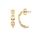 14K Gold CZ Link Earrings – Real Gold Chain Style Hoop Studs