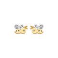 14K Gold Bee Stud Earrings with CZ Accents – Cute Gold Insect Earrings