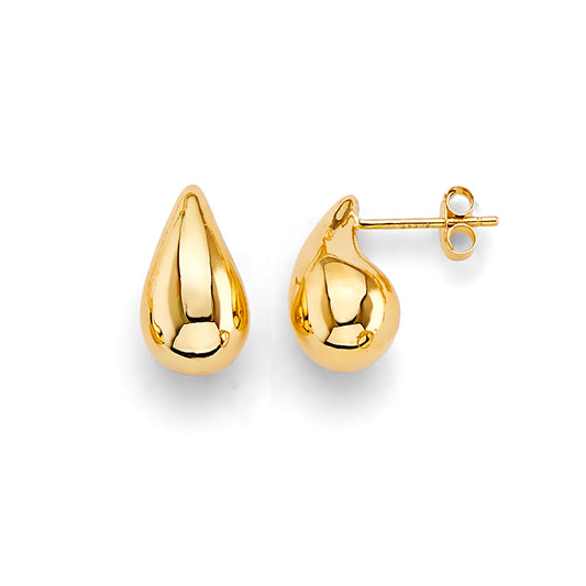 14K Gold Teardrop Earrings – Solid Yellow Gold Studs for Women
