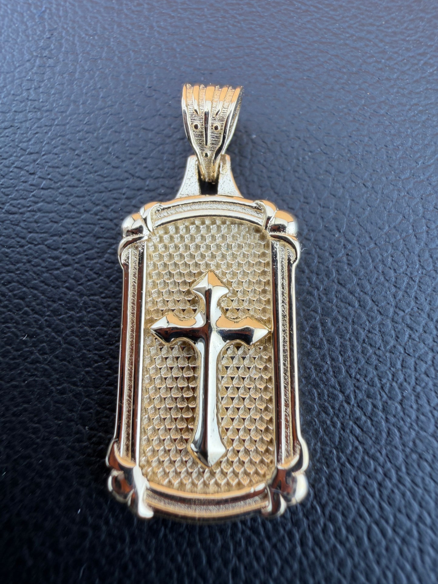 14K Yellow Gold Frame Cross Pendant – Classic Religious Charm