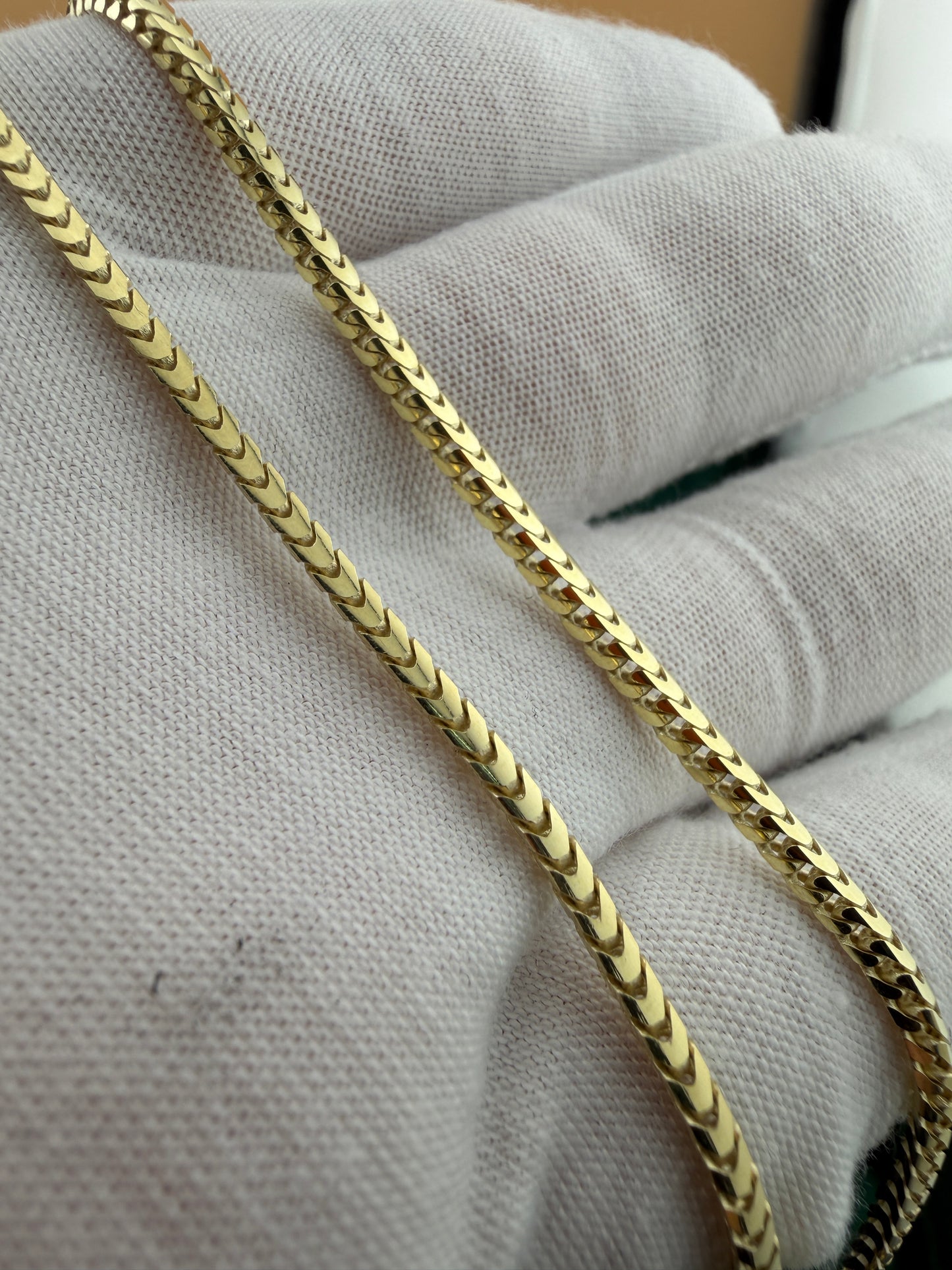 14K Yellow Gold 2.2mm Franco Chain – Real Solid Gold Italian Design