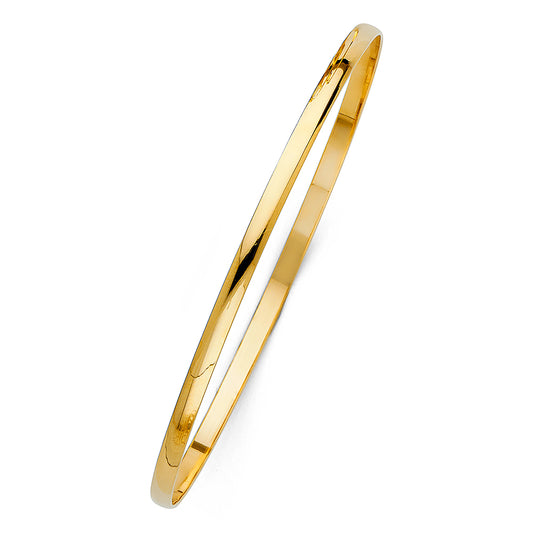 14K Gold Solid Bangle Bracelet – 3mm