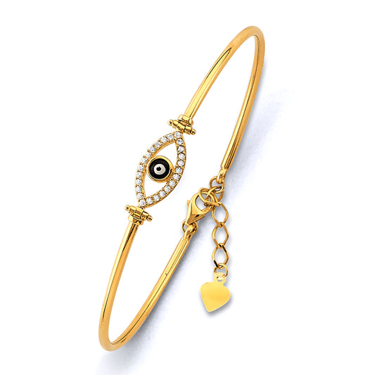 14k Gold Adjustable Oval Bangle Bracelet l Minimalist Gold Bangle
