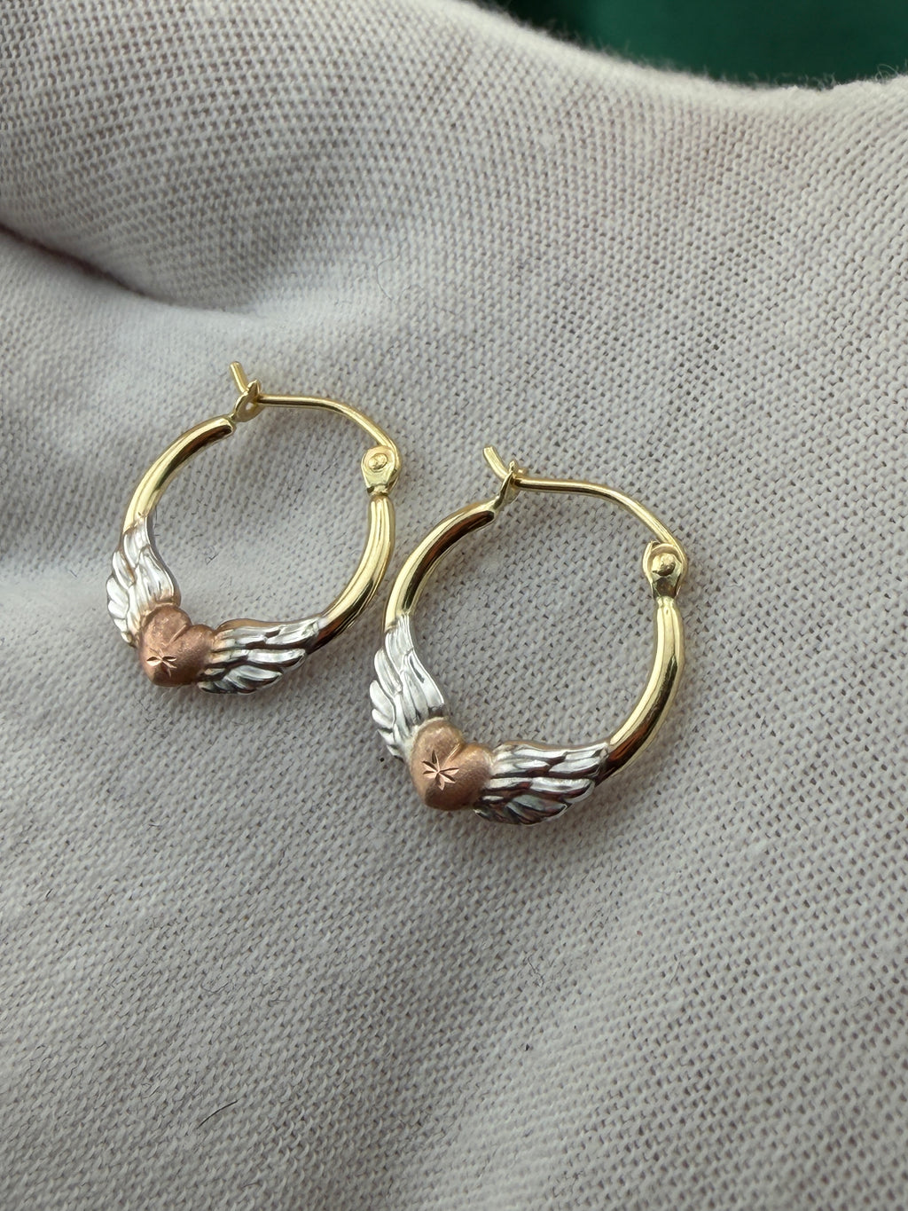 Tri-Color Gold Hoop Earrings