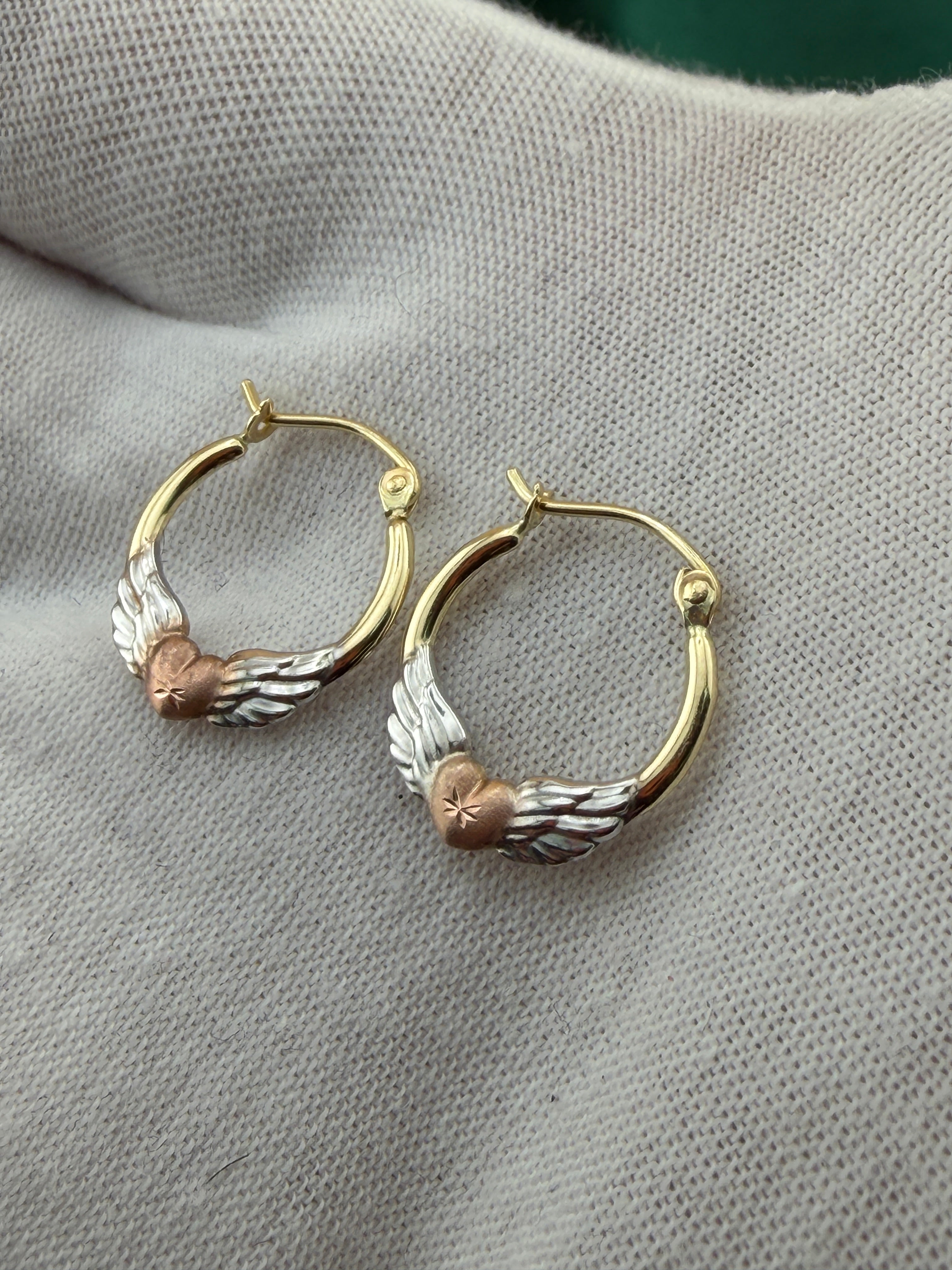 Tri-Color Gold Hoop Earrings