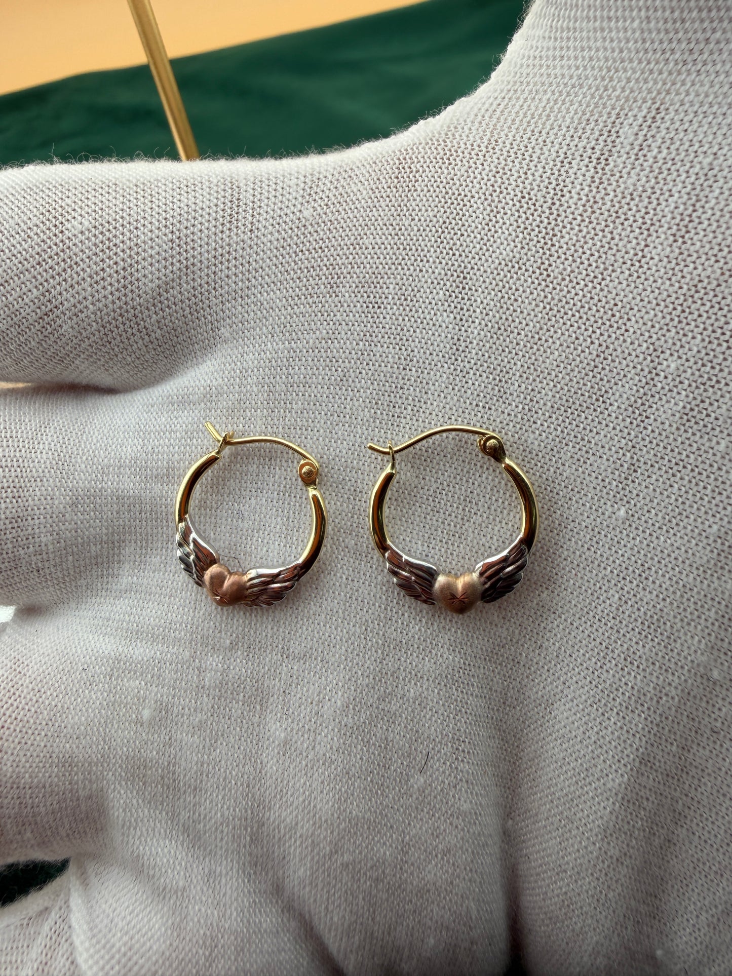 Tri-Color Gold Hoop Earrings
