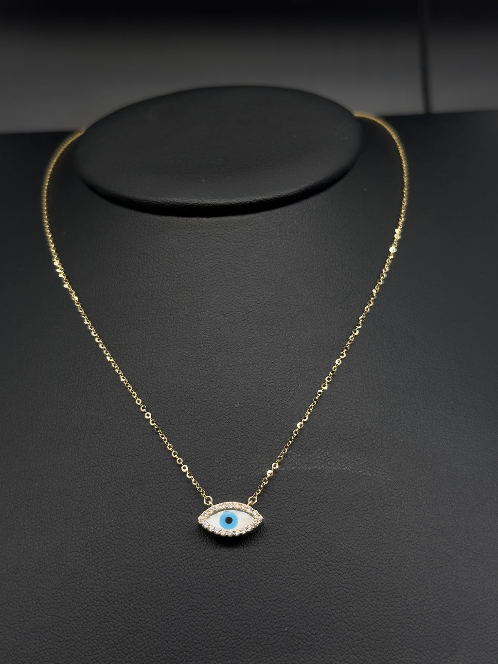 14K Gold Evil Eye Necklace with CZ Stones – Protective Pendant