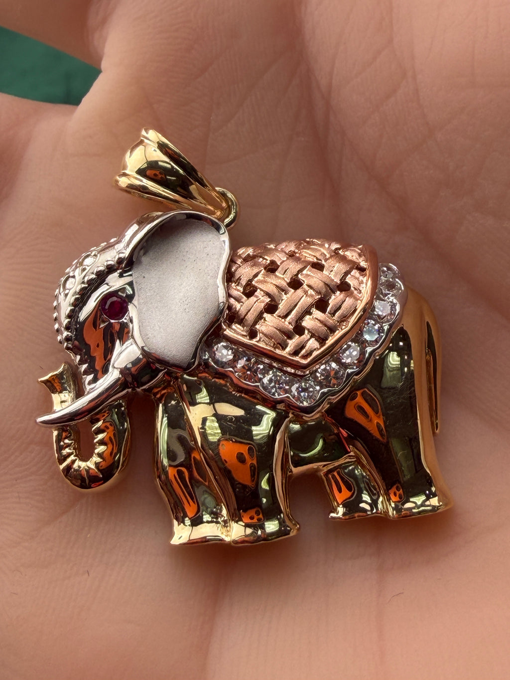 Tri-Color Elephant Pendant