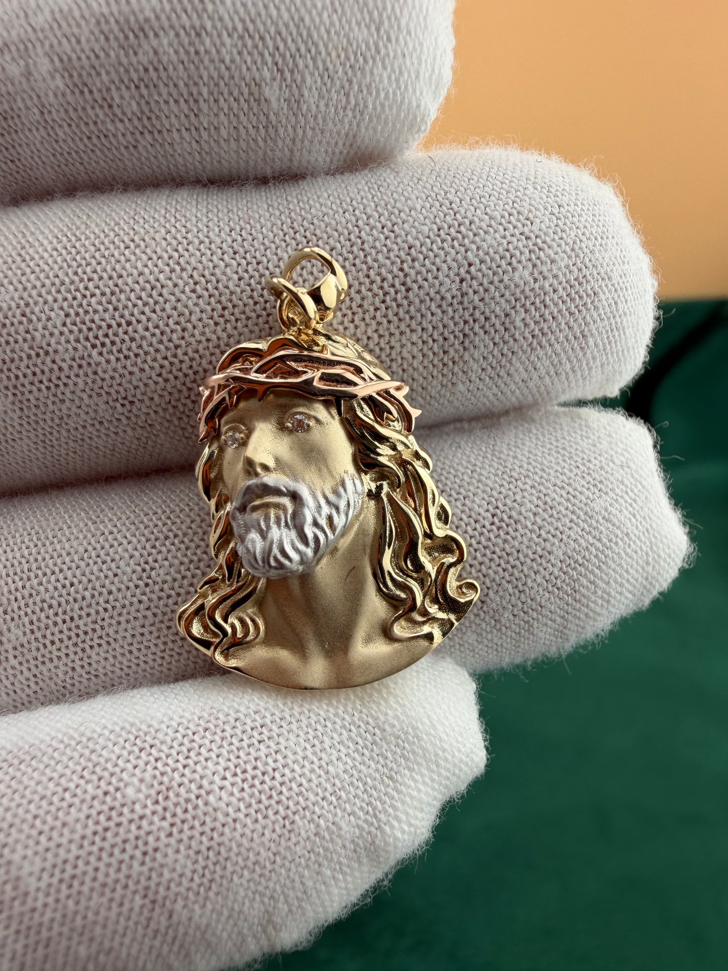 Tri-Color Jesus Head Pendant