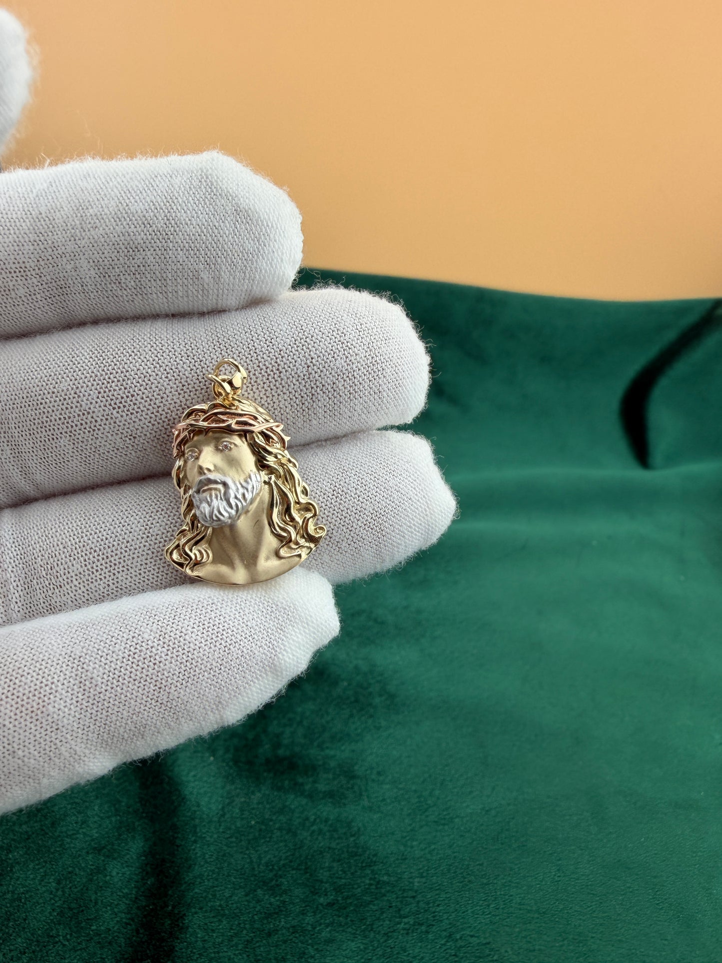 Tri-Color Jesus Head Pendant