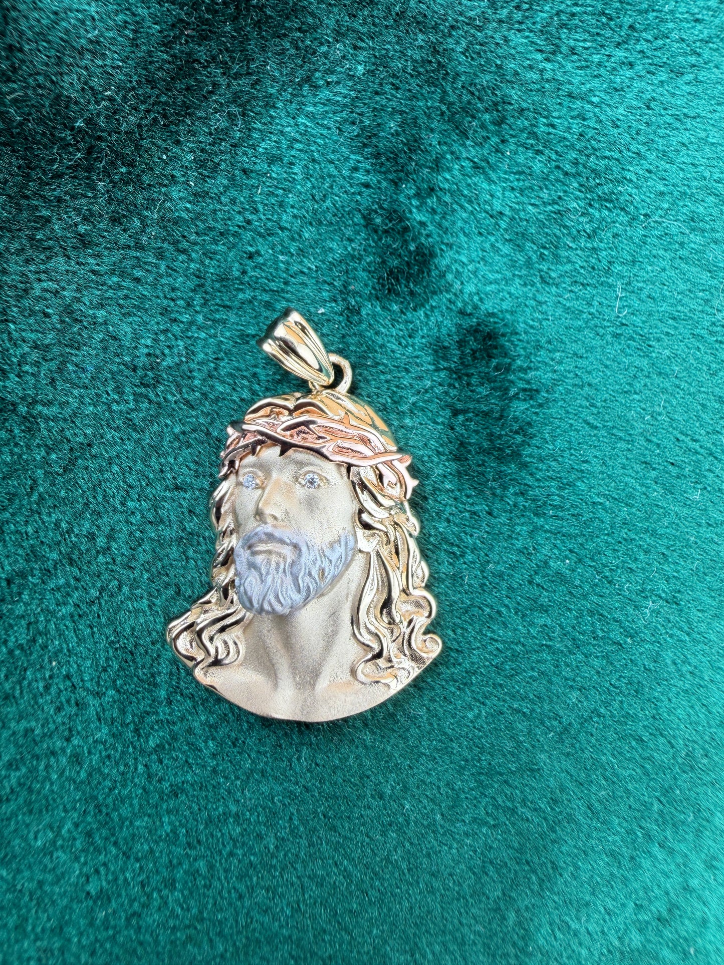 Tri-Color Jesus Head Pendant