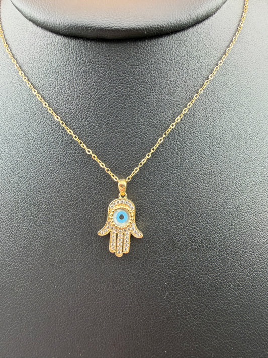 Hamsa Necklace with CZ