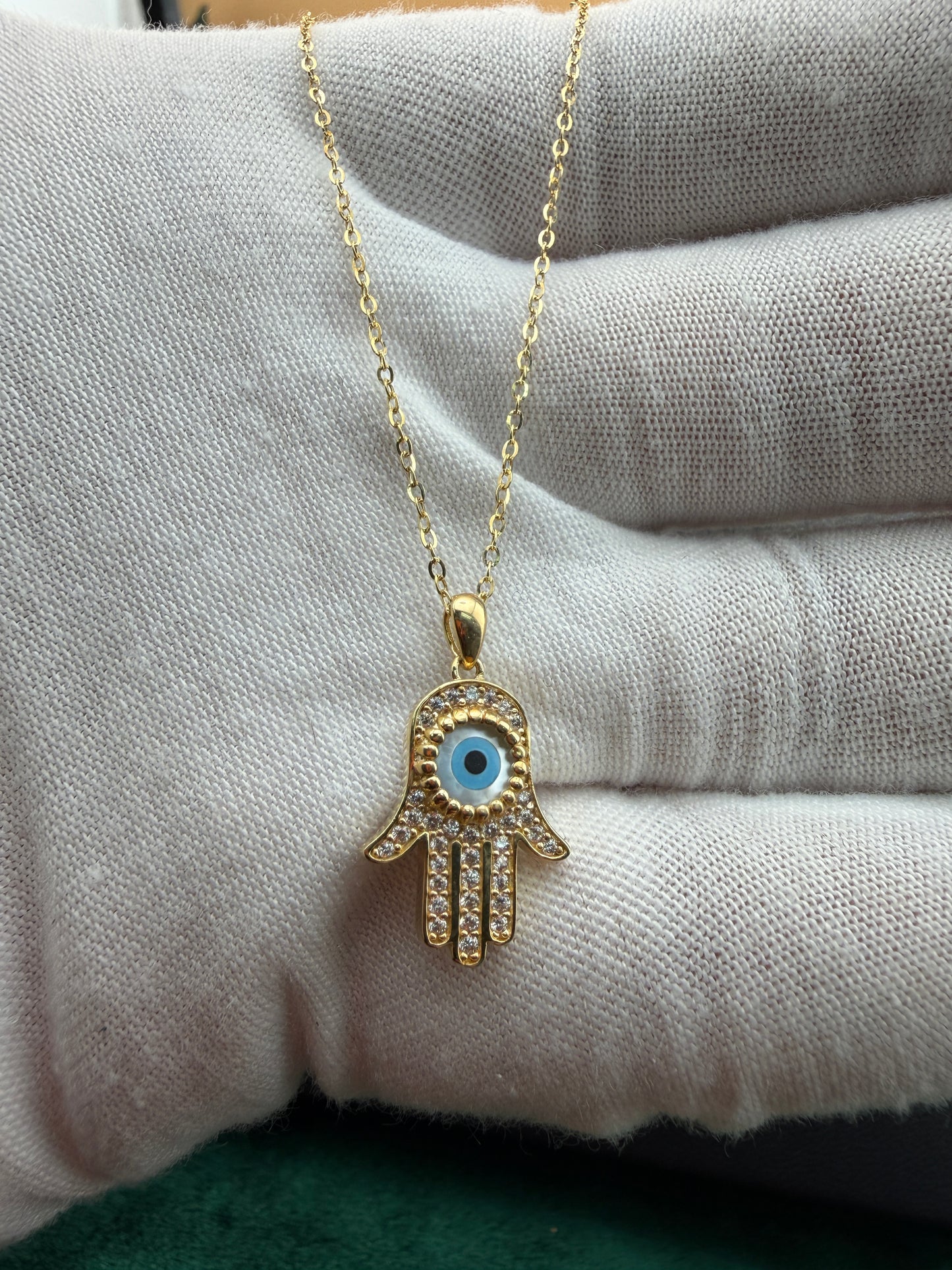 Hamsa Necklace with CZ