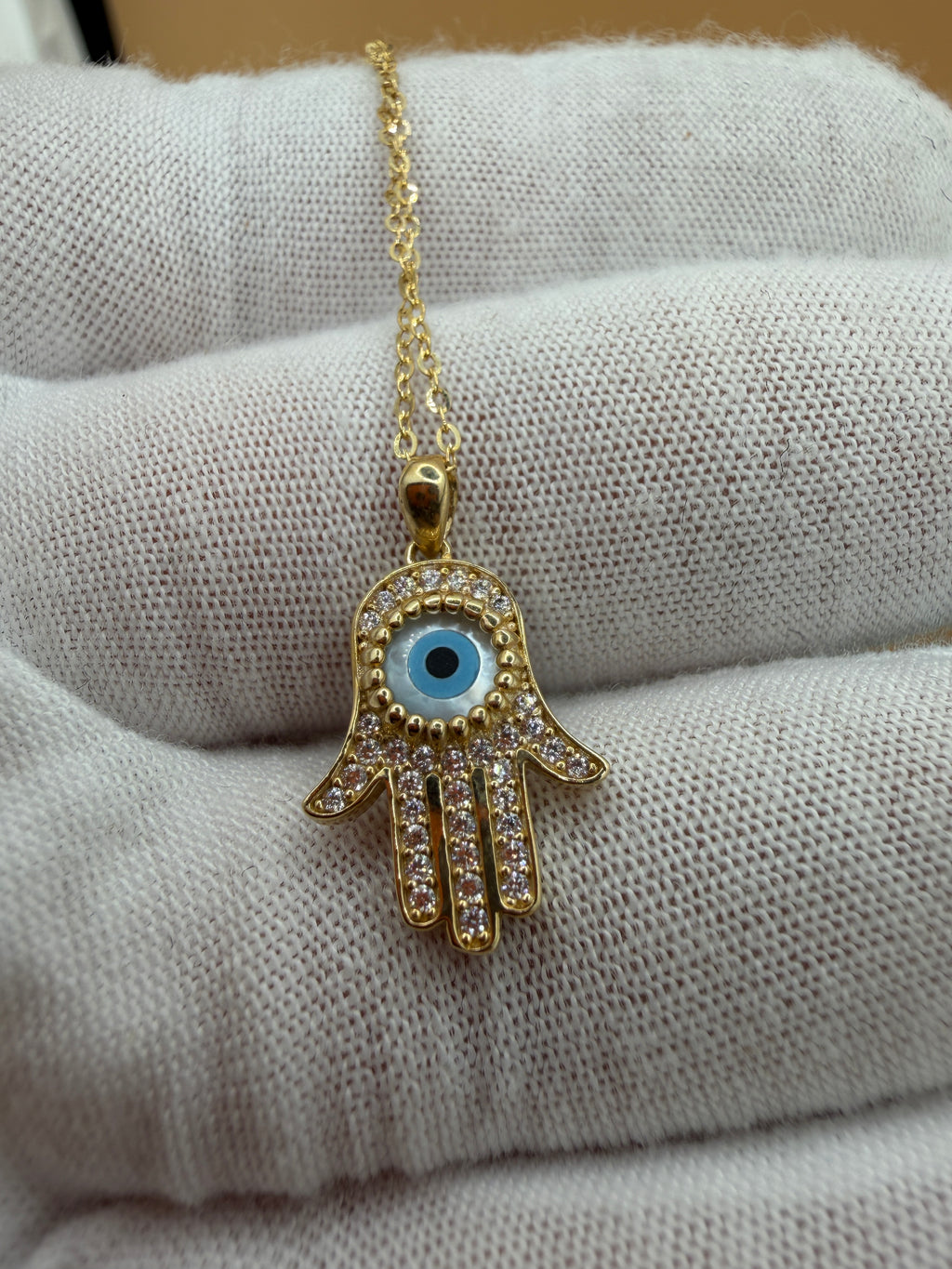 Hamsa Necklace with CZ