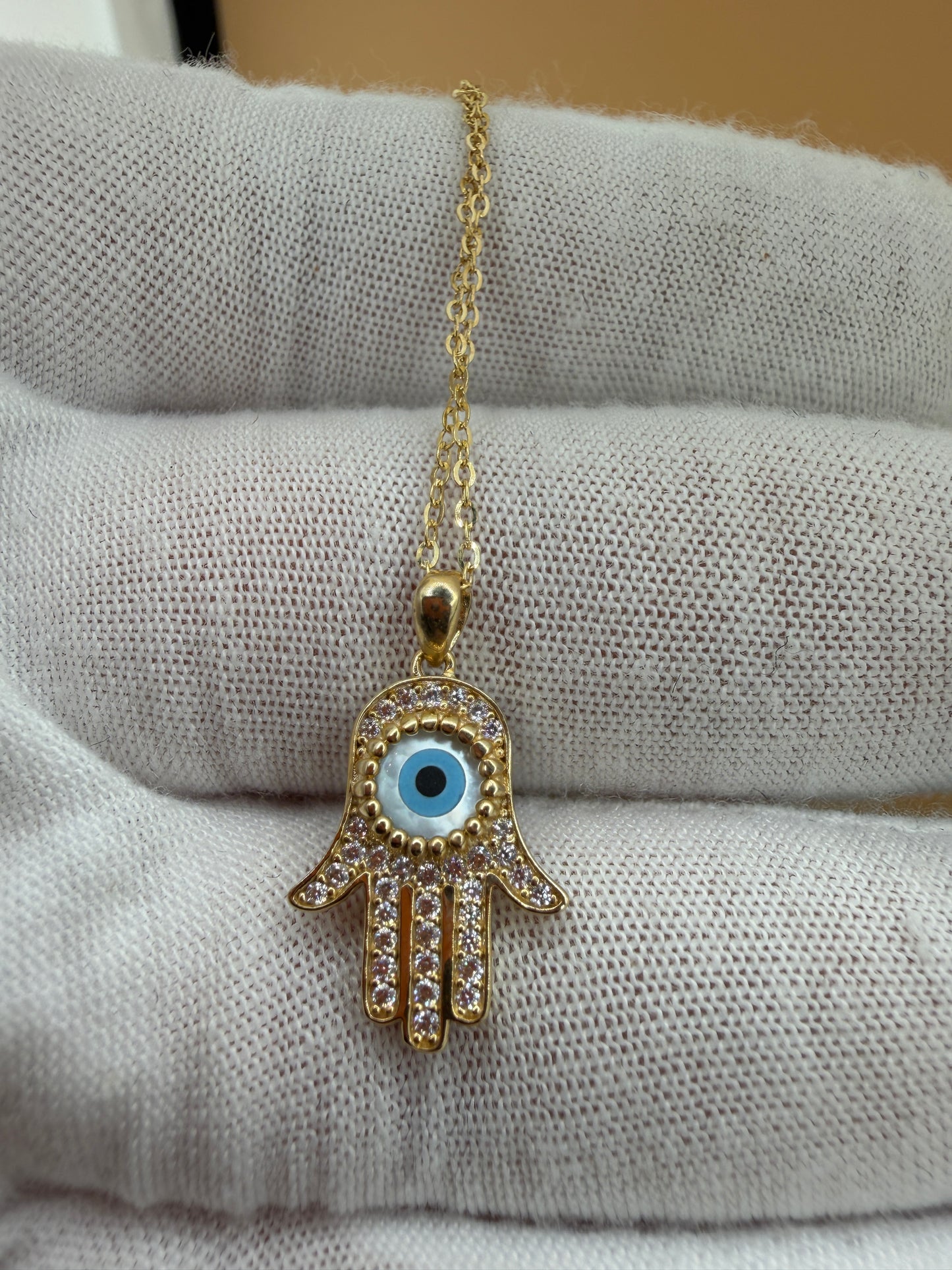Hamsa Necklace with CZ