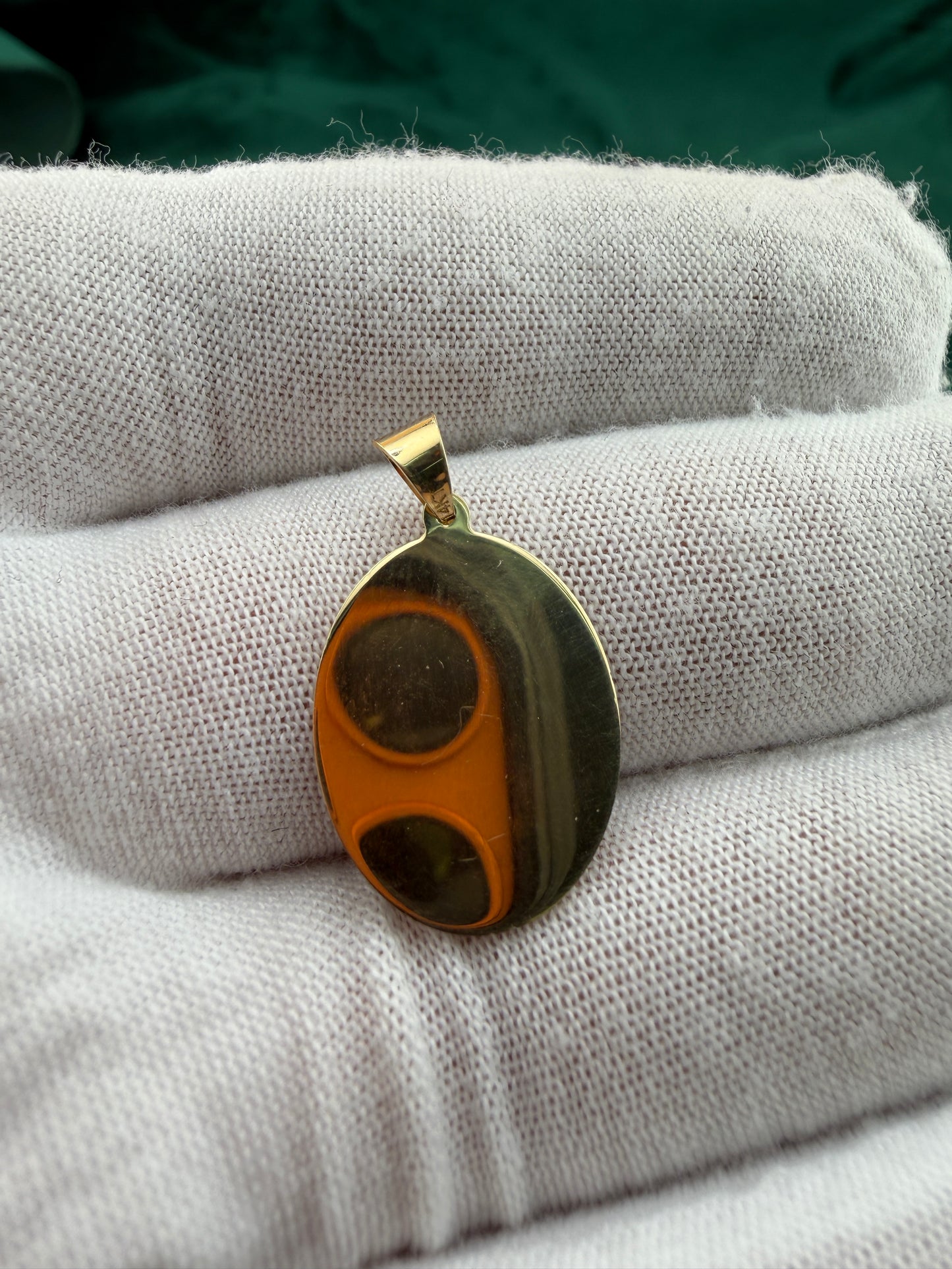 Round Gold Medallion Virgin Mary Embellished Pendant