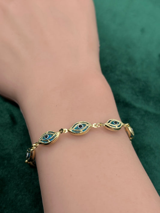 14K Gold Evil Eye Bracelet