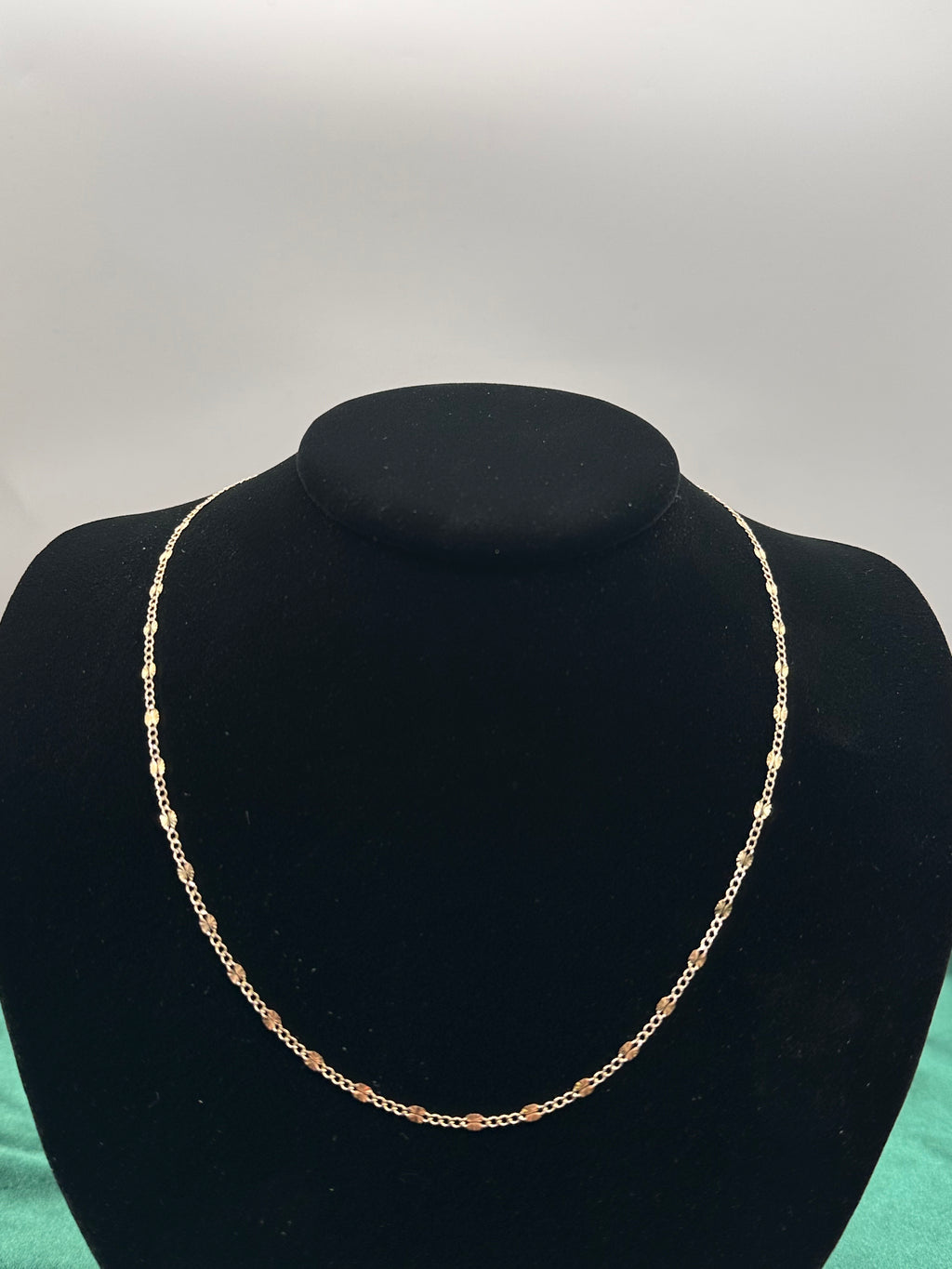 14K Gold Figaro Chain Necklace – 2.5mm 3+1 Link with White Pavé Accents