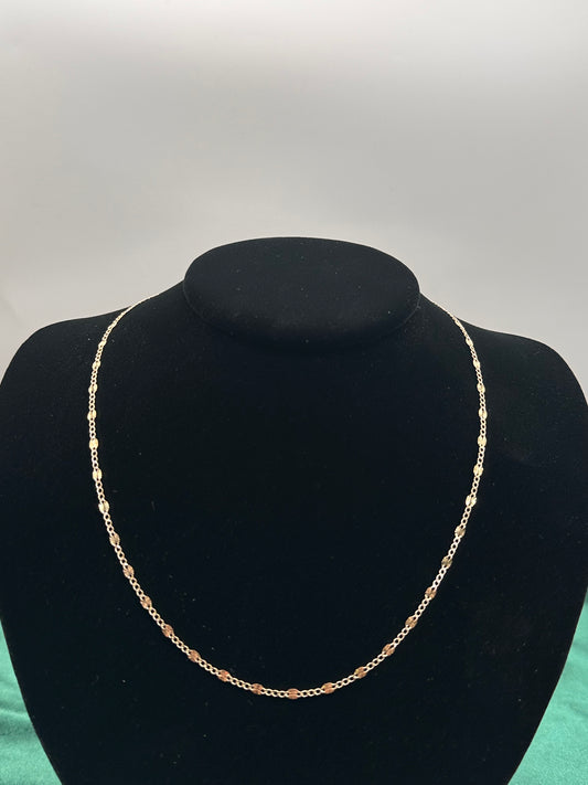 14K Gold Figaro Chain Necklace – 2.5mm 3+1 Link with White Pavé Accents