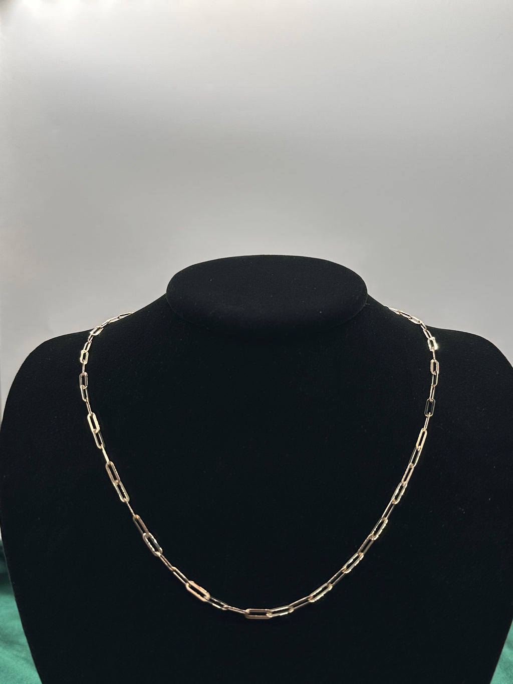 14K Gold Flat Paperclip Chain Necklace – 18 Inch Real Gold Link Necklace for Women