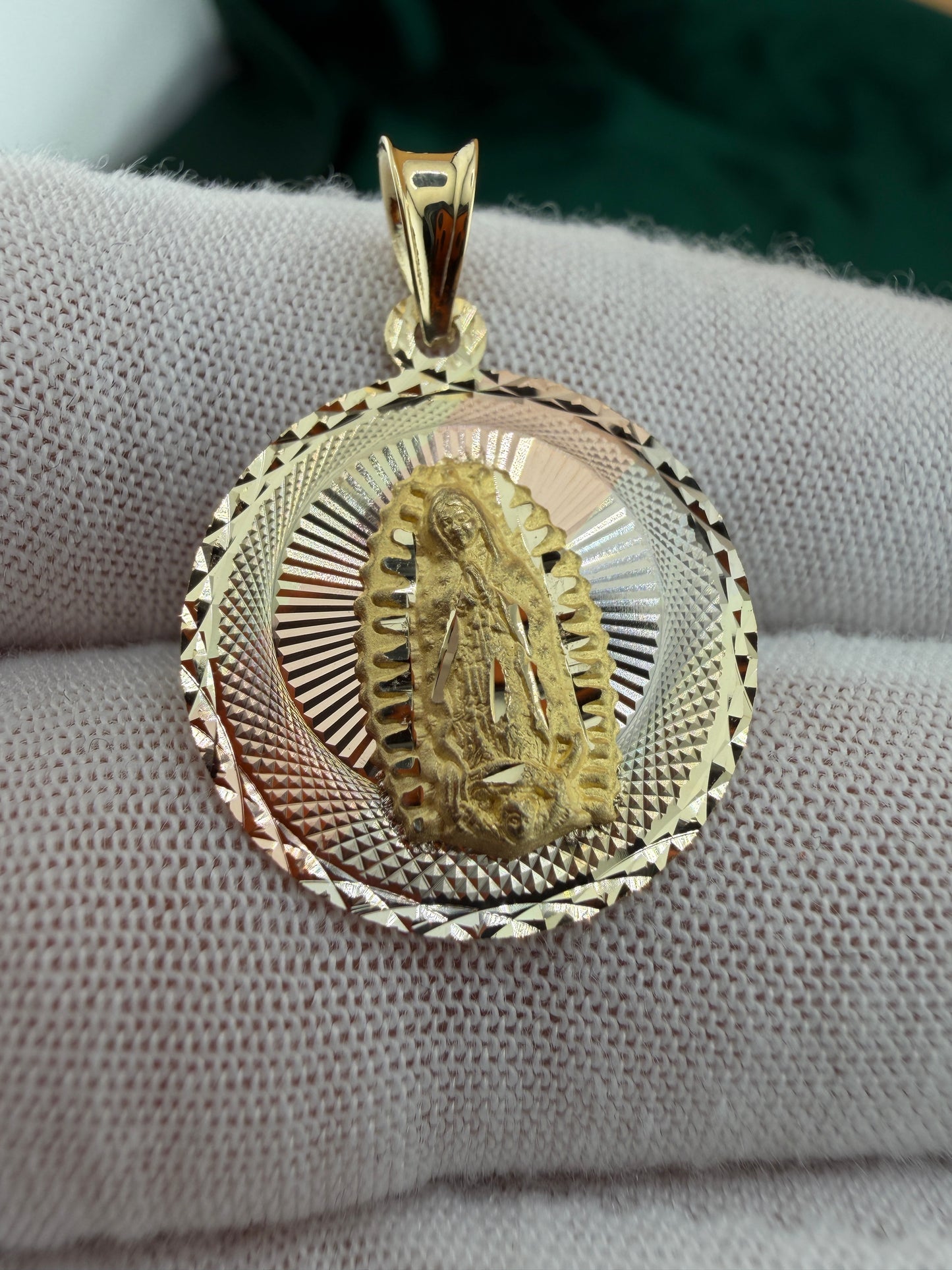 Tri-Color Virgin Guadalupe Pendant
