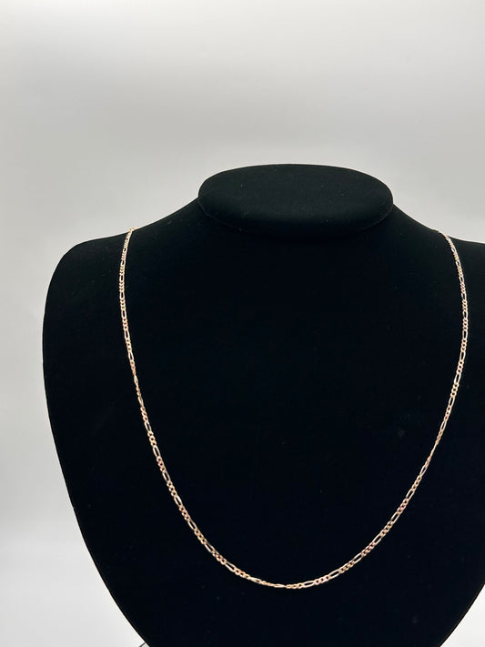 14K Tri-Color Gold Figaro Concave Chain