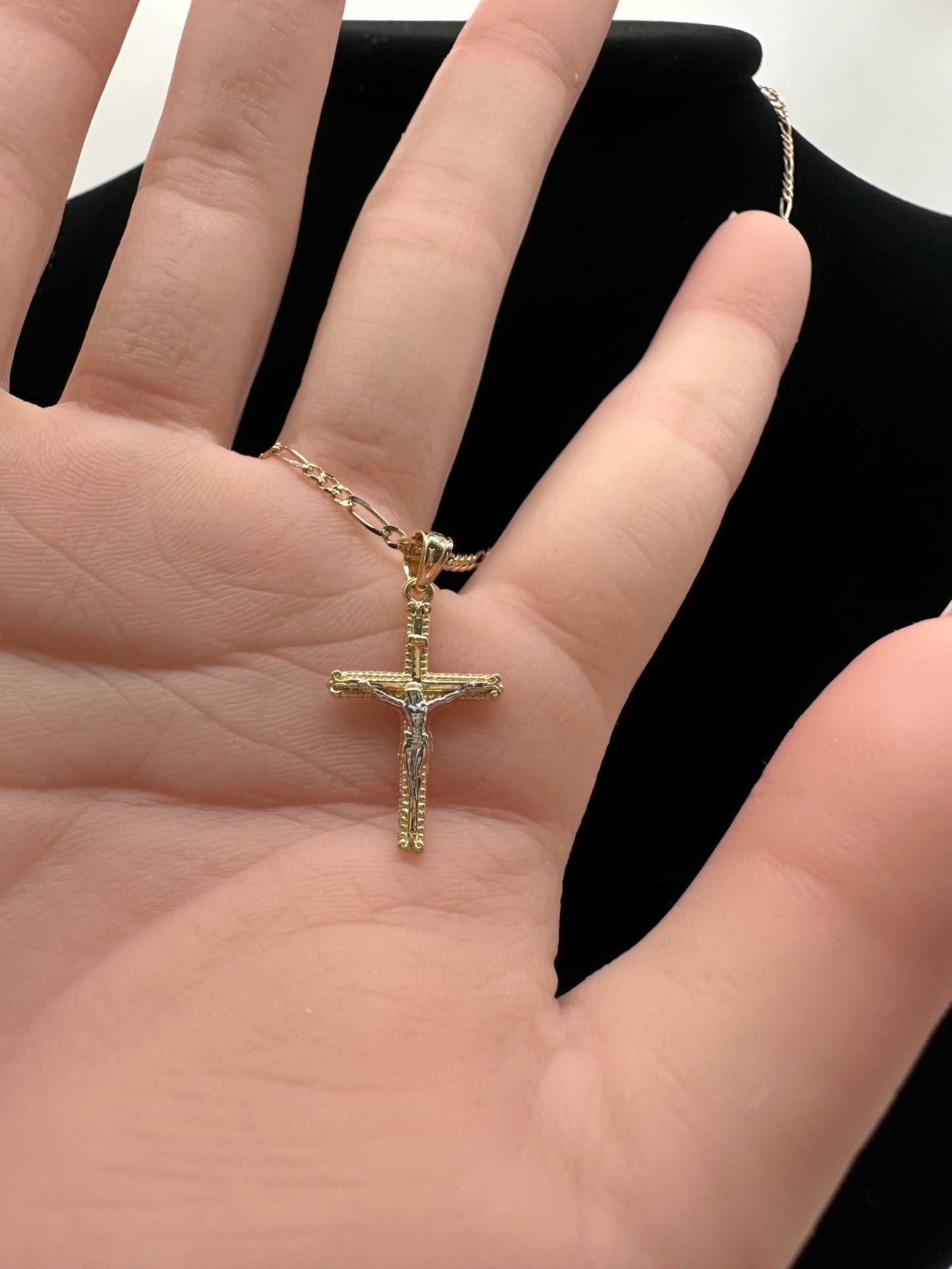 14k Two-Tone Gold Crucifix Pendant