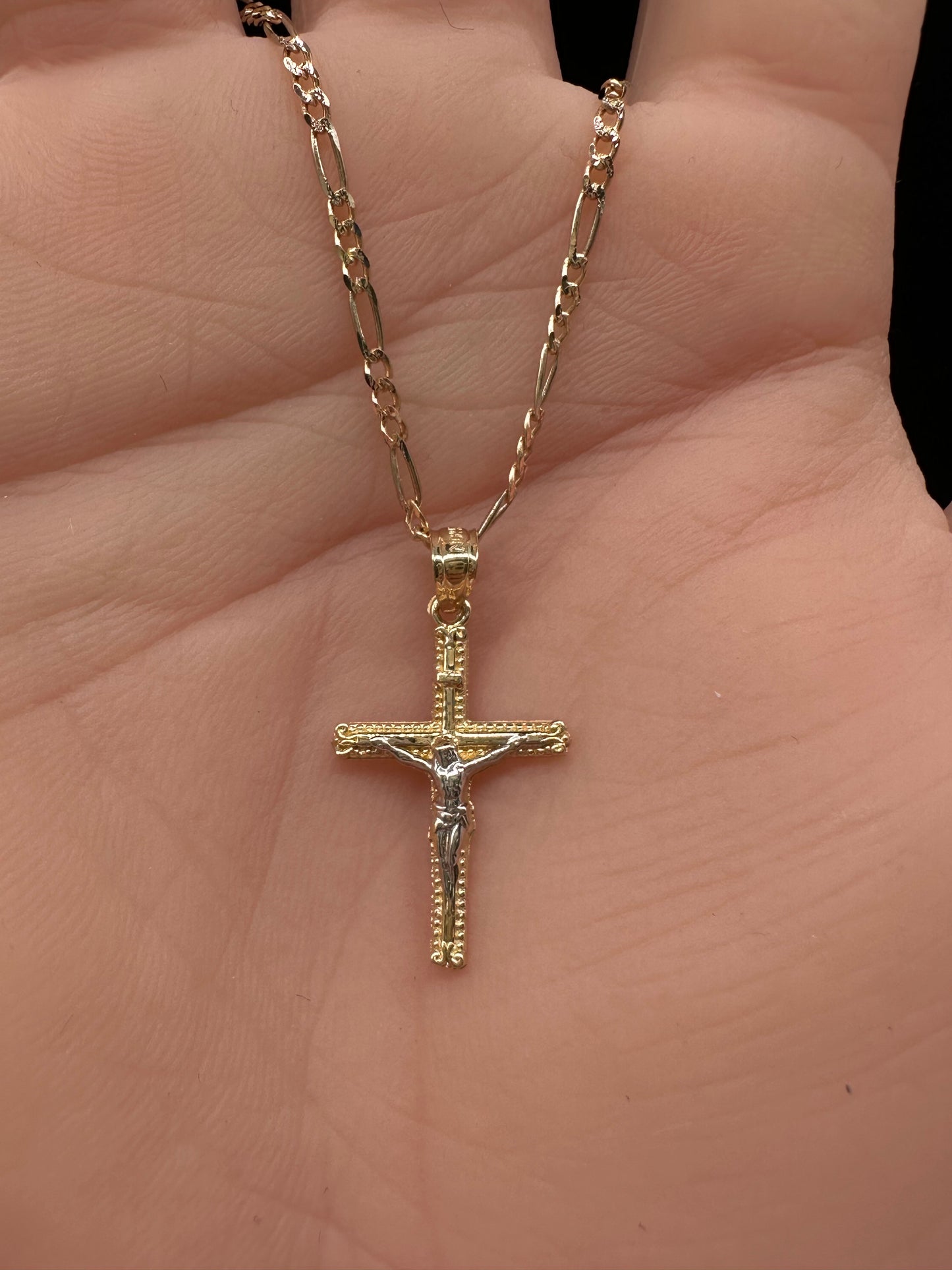 14k Two-Tone Gold Crucifix Pendant