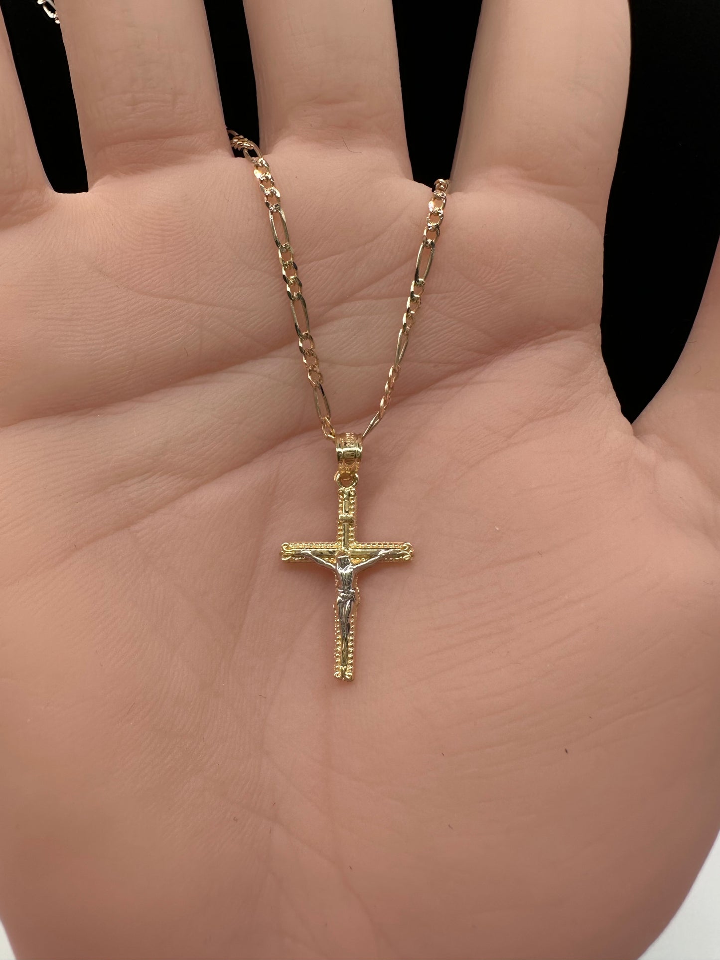 14k Two-Tone Gold Crucifix Pendant