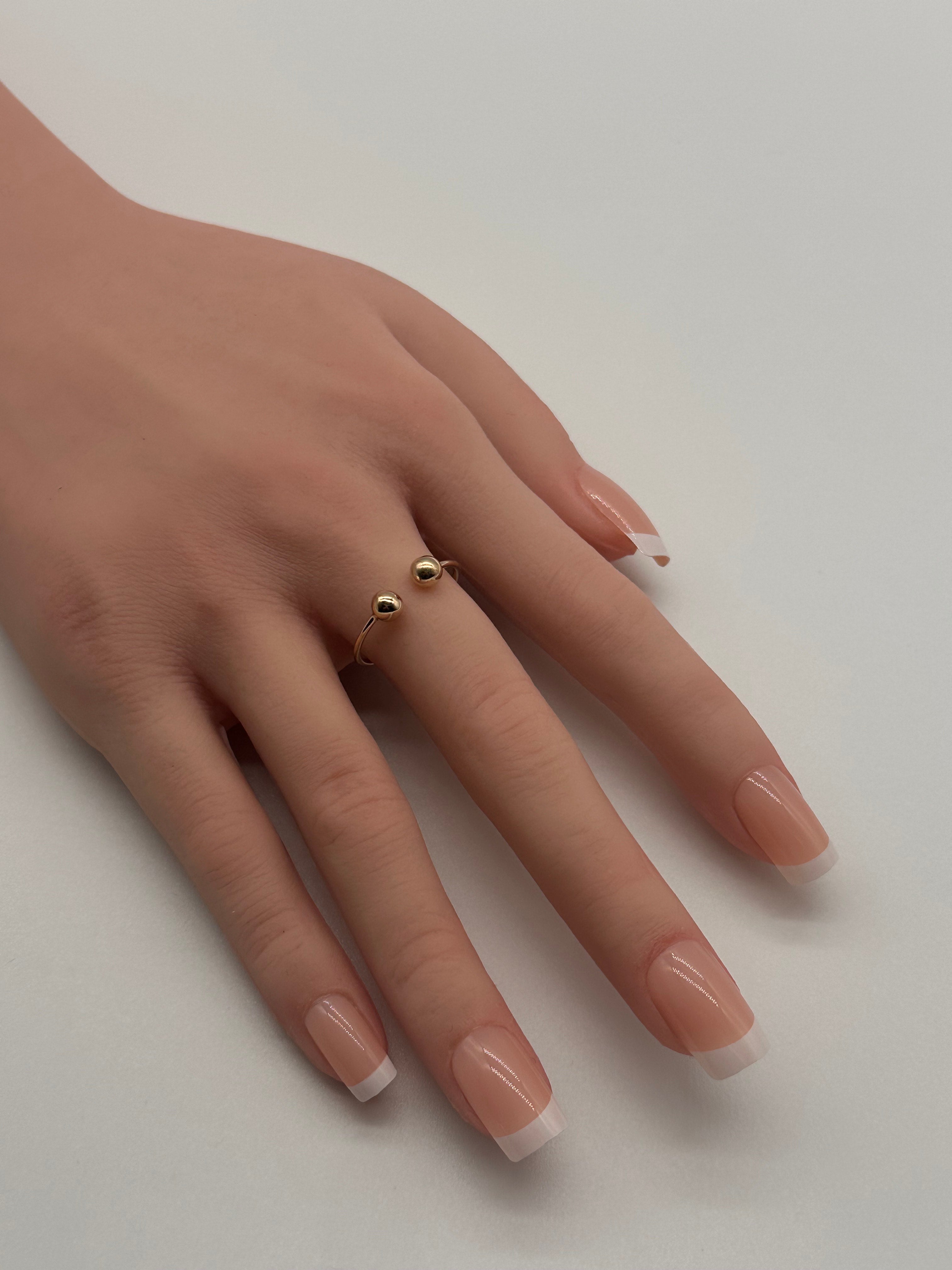 14K Gold Open Cuff Ball Ring – Minimalist Band, Size 7