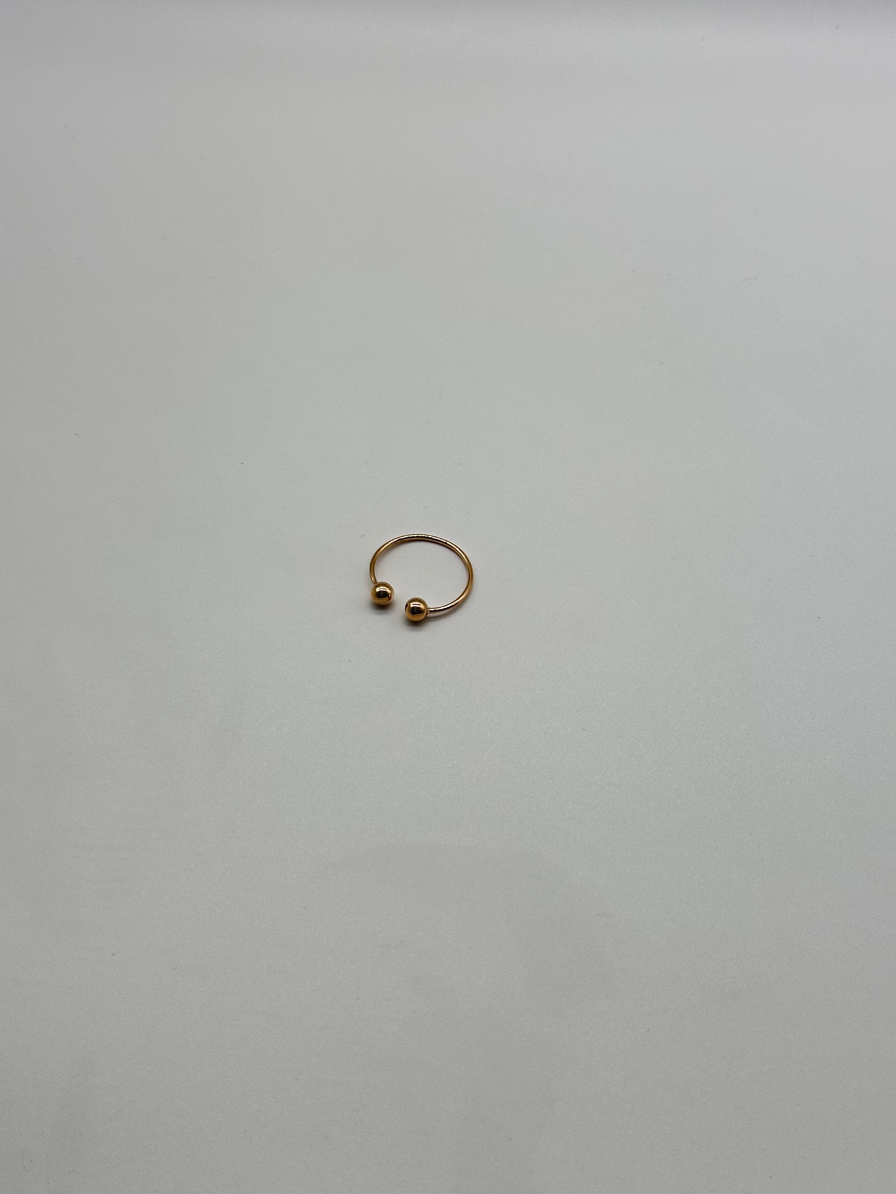 14K Gold Open Cuff Ball Ring – Minimalist Band, Size 7