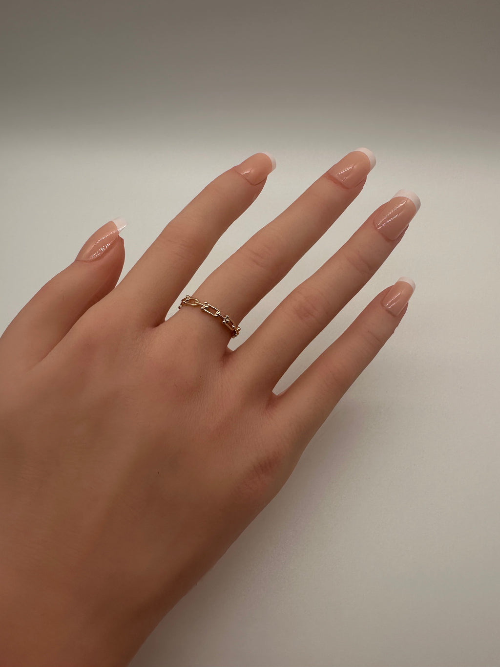 14K Gold Link Ring – Stackable Chain Band, Size 7