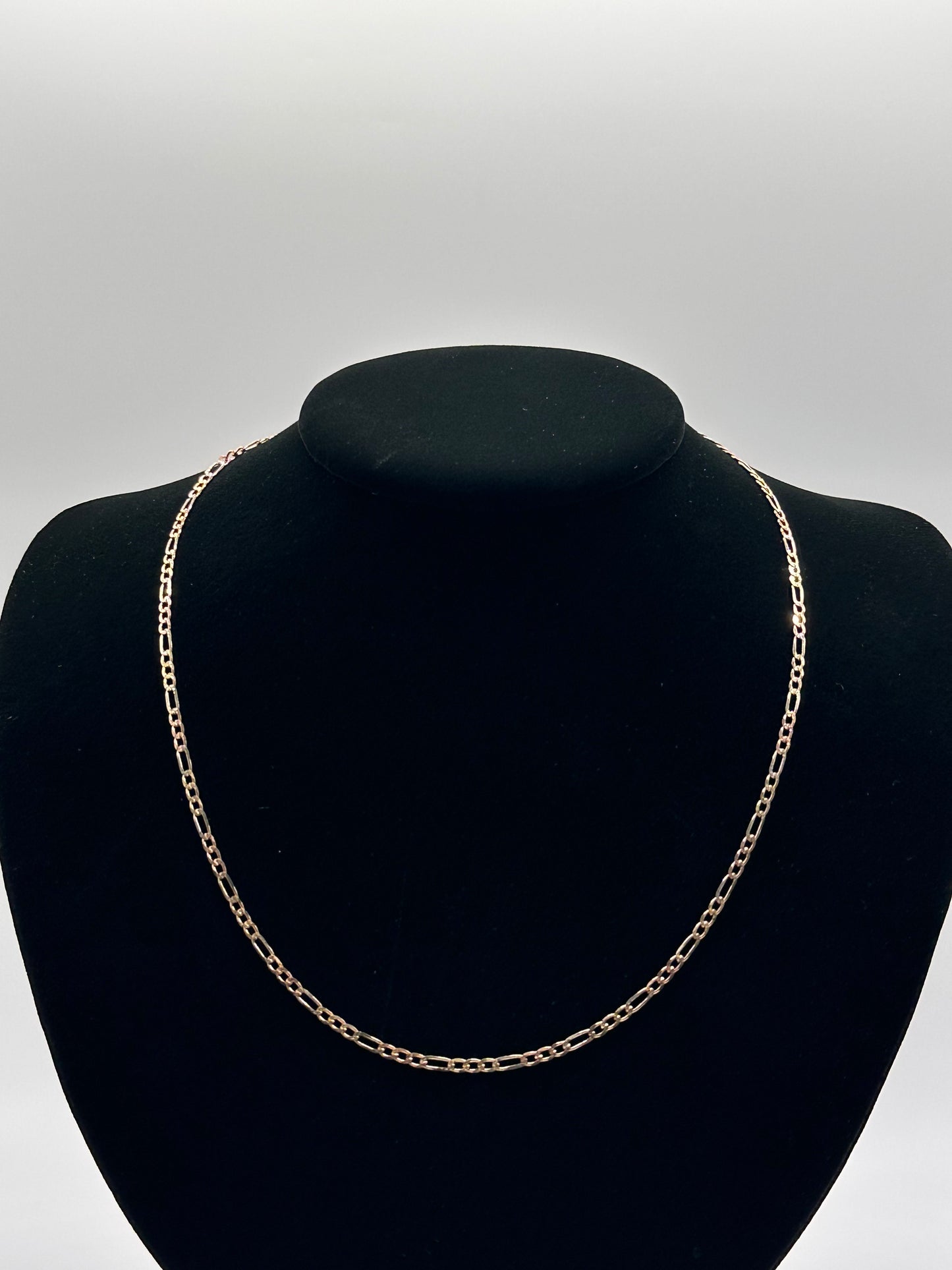 14K Gold Tri-Color Figaro Concave Chain