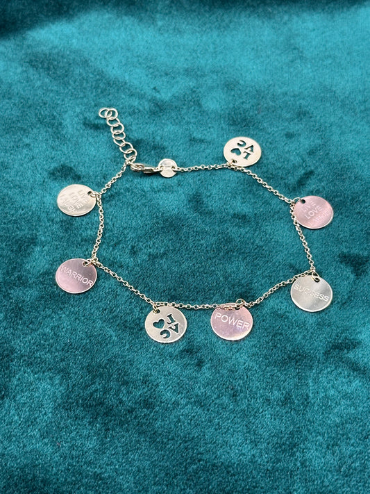 14K Gold Two-Tone Charm Bracelet – Women’s Adjustable 7”+1”