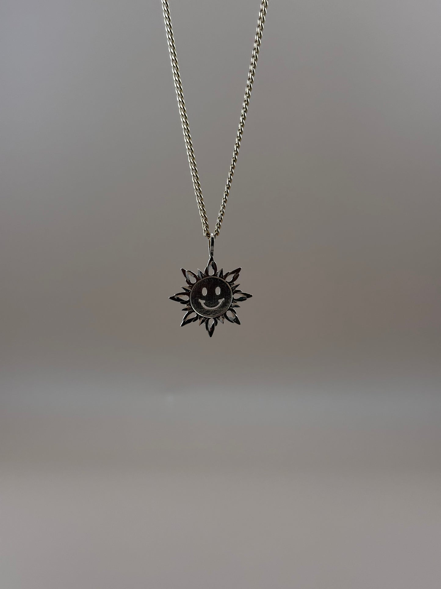 14K Gold Smiley Sun Pendant l Sunshine Charm
