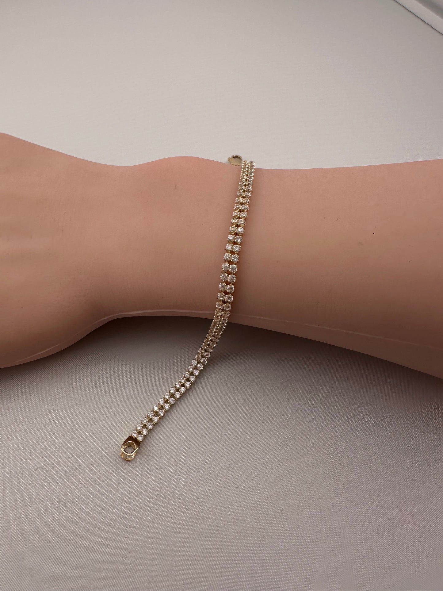 14K Gold CZ Tennis Bracelet – 7.25"