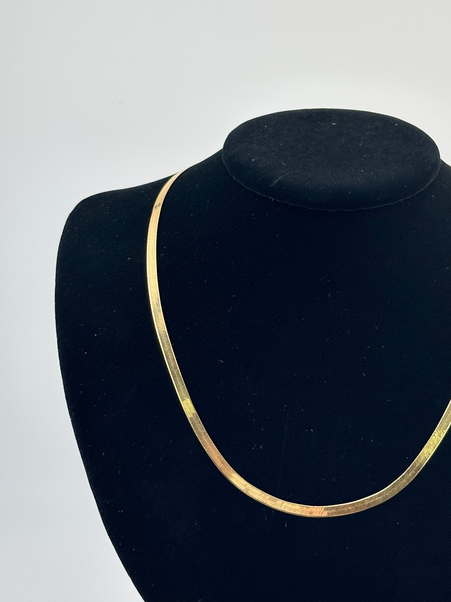 14K Gold Herringbone Chain Necklace – 3.5mm Flat Snake Chain