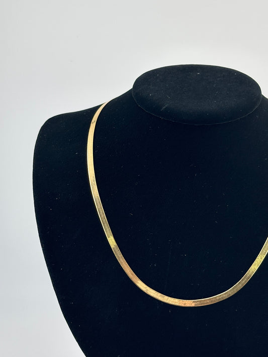 14K Gold Herringbone Chain Necklace – 3.5mm Flat Snake Chain