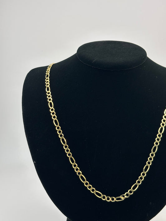 14K Gold Figaro Open Concave Chain