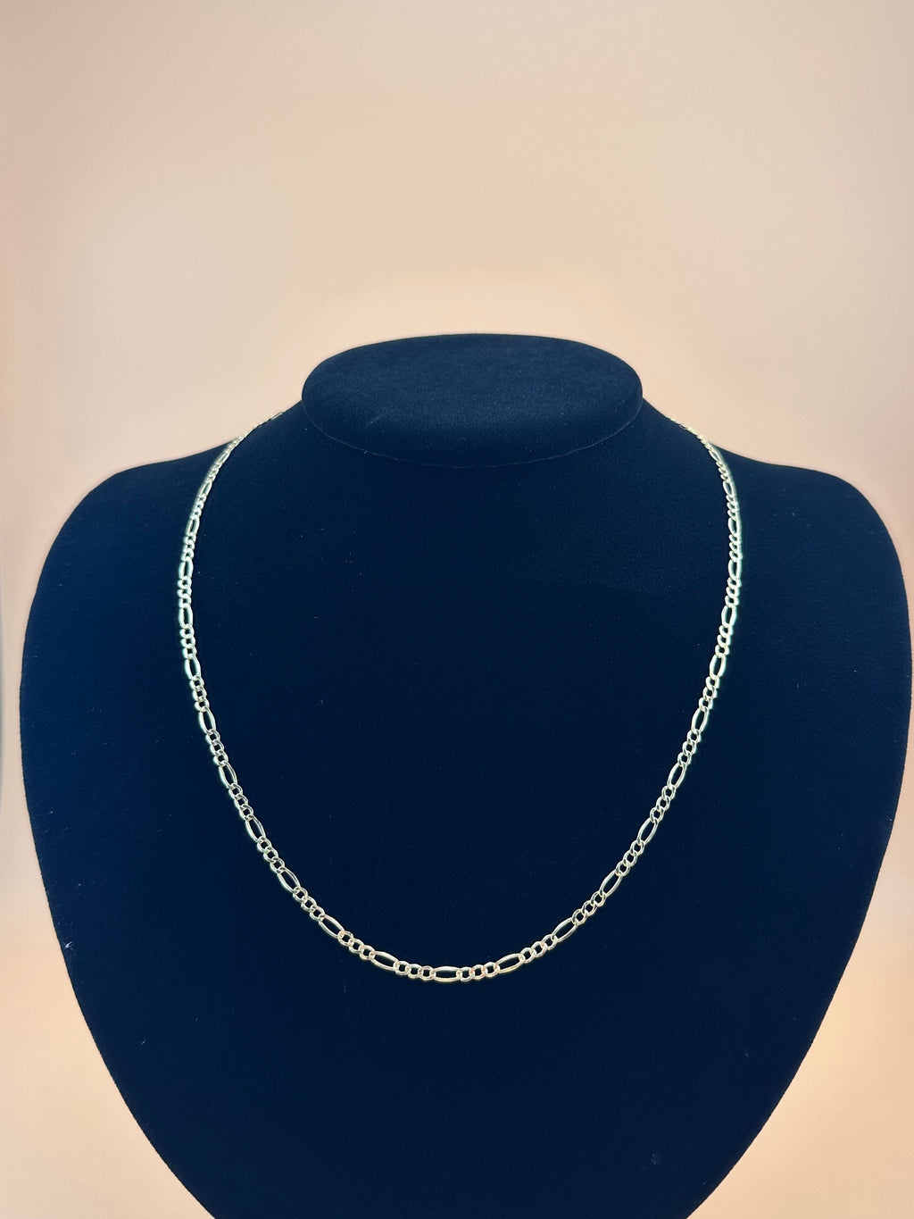 14K Yellow Gold Hollow Figaro Chain Necklace